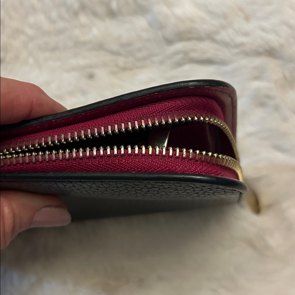 Christian Dior black and raspberry leather long zip around wallet with charms - Picture 14 of 17